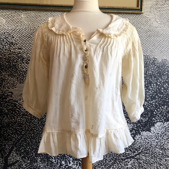 Anthropologie Lithe blouse Cream romantic size 0 - Picture 1 of 5